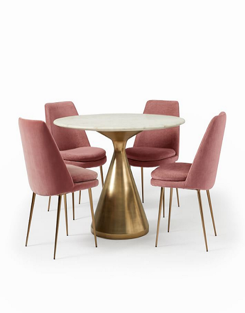 Silhouette Pedestal Round Dining Table & Finley Chair Set