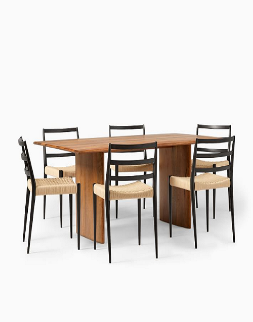 Anton Solid Wood Dining Table (72") & 6 Holland Chairs Set